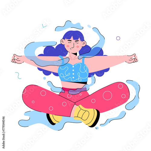 Check out doodle mini illustration of water meditation 