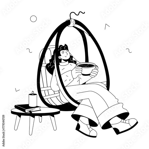 Here’s a doodle mini illustration of a relaxing girl 
