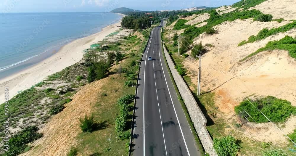 Car Run Sea Roads Phan Thiet Viet Nam Car Run Sea Roads Phan Thiet Viet Nam