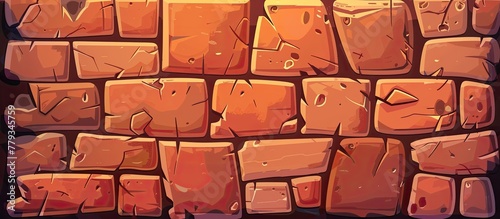 A cartoon illustration showcasing a brown brick wall with a plethora of rectangular bricks. The brickwork forms a beautiful pattern  resembling art in building material