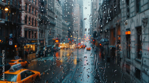 雨滴のガラス窓