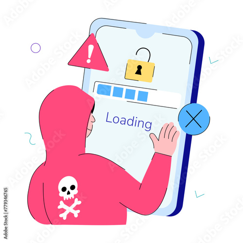 Latest doodle mini illustration of cybercrime 