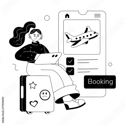 Get this doodle mini illustration of travel app 