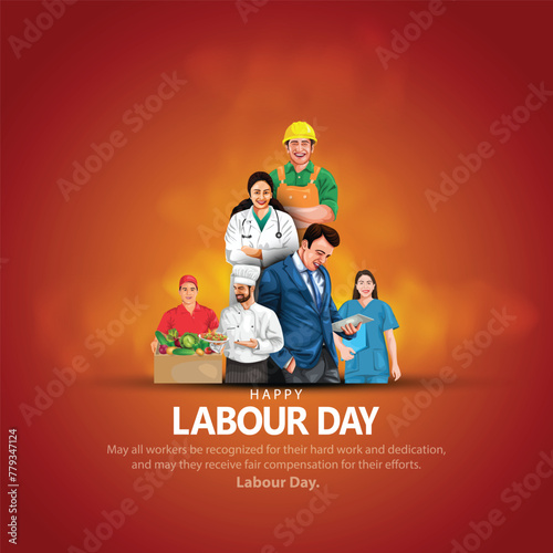 happy Labour day or international workers day vector illustration with workers. labor day and may day celebration.