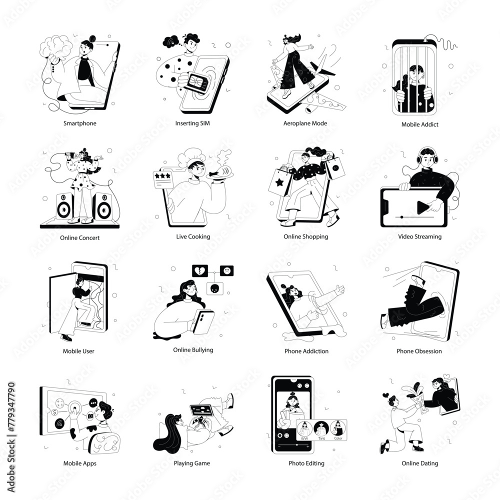 Collection of Smartphone Services Glyph Mini Illustrations
Collection of Smartphone Services Glyph Mini Illustrations