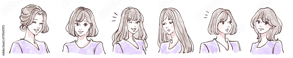 女性・女の子のイラスト素材セット 女性・女の子のイラスト素材セット