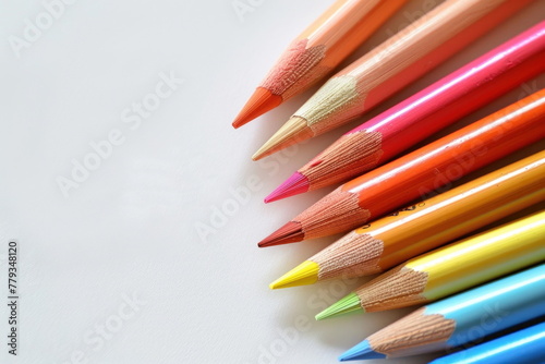 color pencil on white background, wooden colored pencils