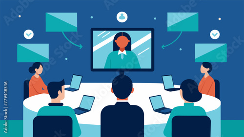 A closeup of a digital meeting space displaying interactive whiteboards and video conferencing capabilities facilitating efficient collaboration