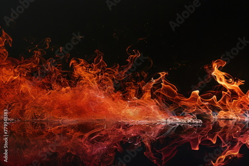 surface of fire, black background © waranyu