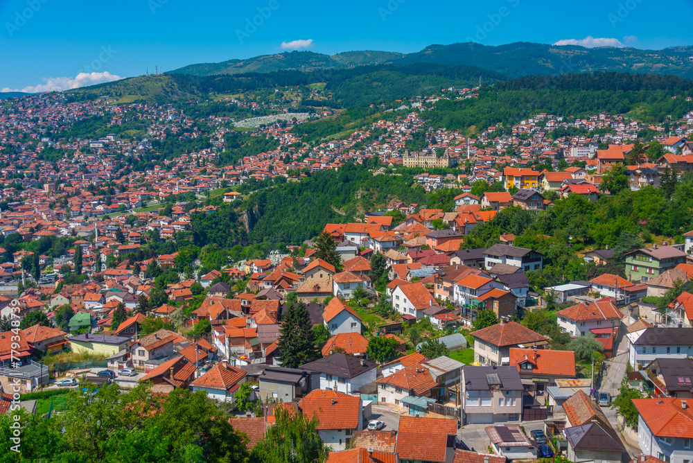 Fototapeta premium Panorama of Bosnian capital Sarajevo