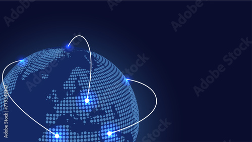 Vector Illustration Spherical Globe Blue Dots Concept Global Connection Communication