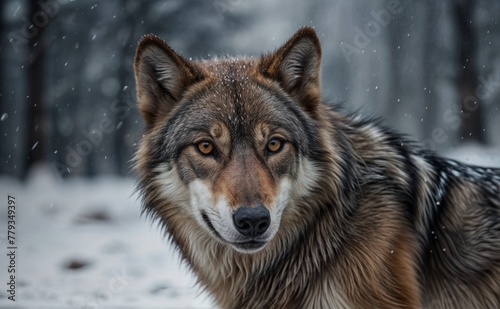Of front view of a wolf head, stunningly beautiful design 