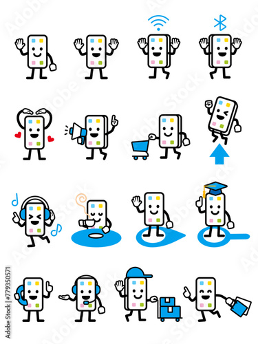 Cell phone character illustration