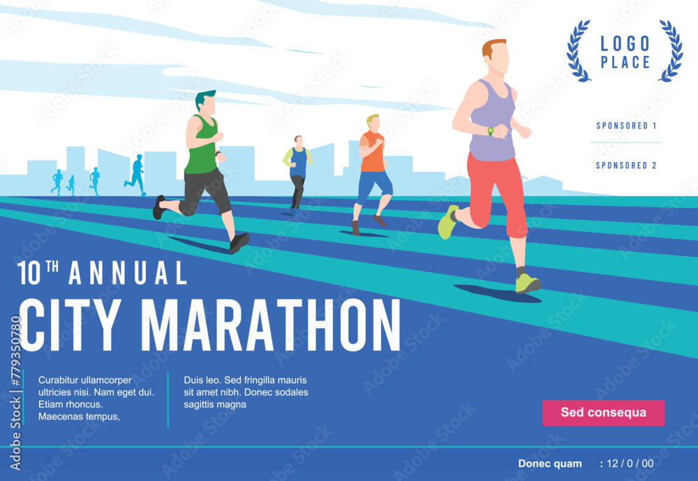 Great elegant colorful vector editable marathon poster background design for your marathon championship event	