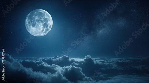 Nocturnal Beauty Moon in Sky at Night Background