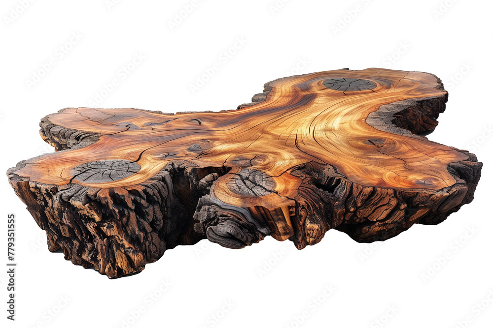 Table from tree stump isolated on white background Table from tree stump isolated on white background