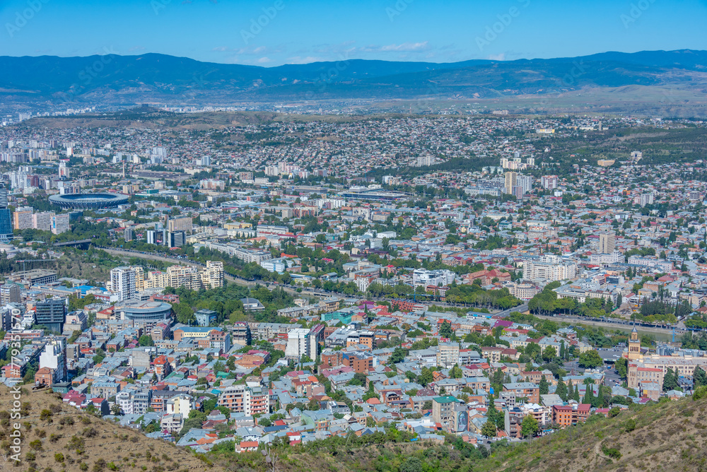 Residential neighborhood of Tbilisi with a football arena, Georgia Residential neighborhood of Tbilisi with a football arena, Georgia