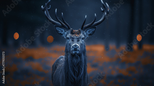 A majestic deer captured in blue tones