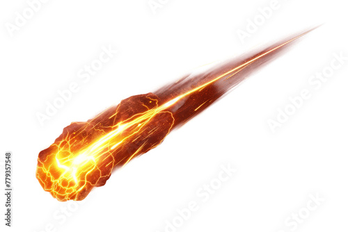 A fiery meteor with glowing edges, isolated on a transparent background © Thumbs