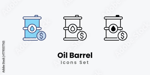 Oil Barrel Icons symbol vector elements for infographic web stock illustration.