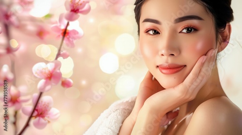 Asian beauty woman with perfect skin ,skin care.
