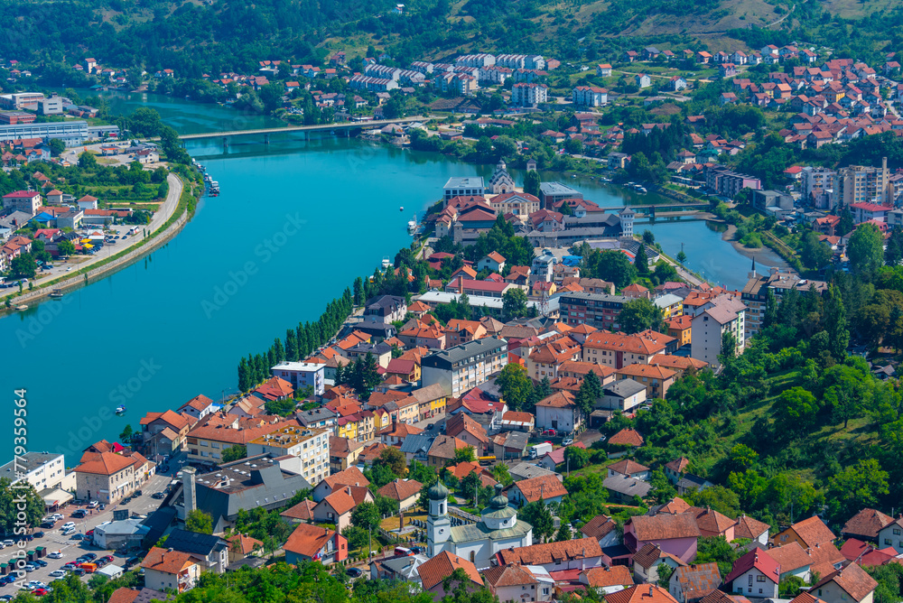 Fototapeta premium Panorama view of Visegrad town in Bosnia and Herzegovina