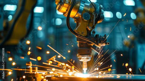 Robotic welding in the industrial factory