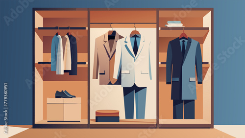 A minimalist closet carefully curated with a compact yet versatile assortment of welltailored garments all in coordinating neutral tones.