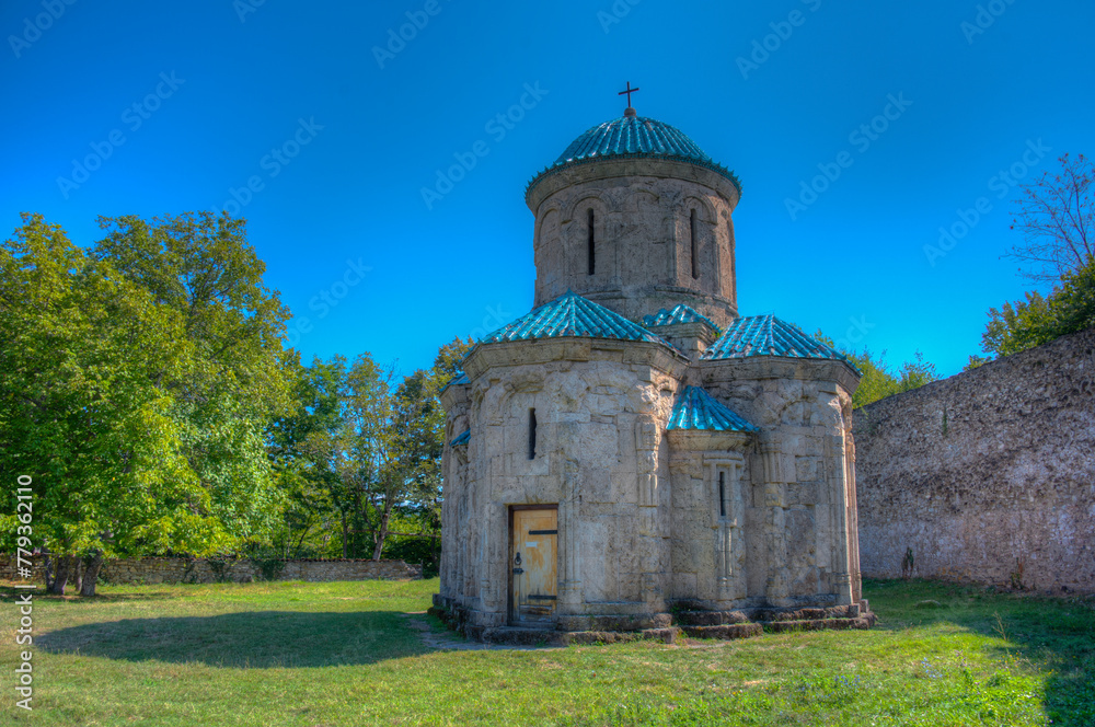 Kvetera Fortress's Church in Georgia during summer