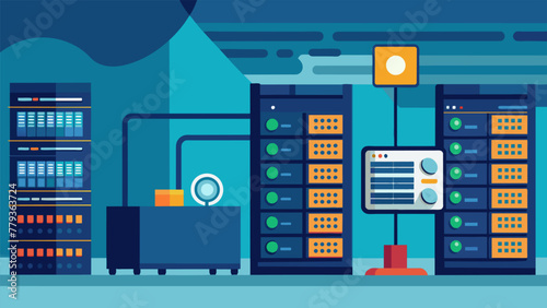 Detailed view of a data storage server room emphasizing the vital role of IIoT in managing and utilizing large amounts of data for effective
