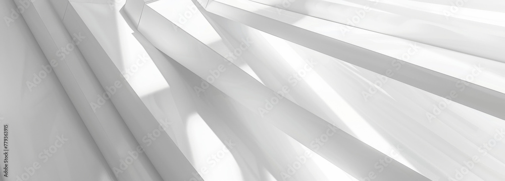 Obraz premium Abstract white geometric background with light and shadow effects, perfect for technology or corporate design presentations