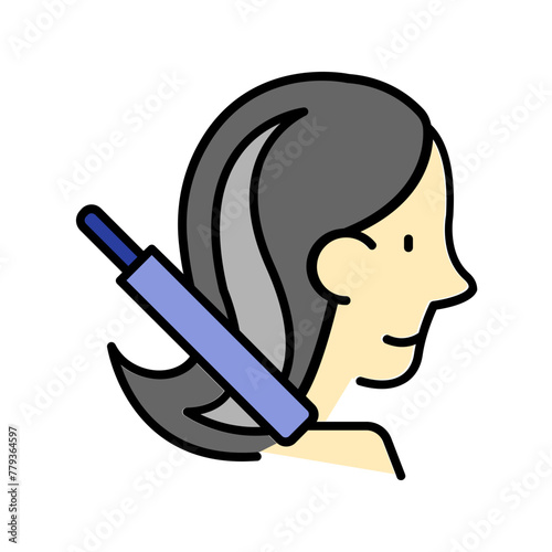 Hair straightening icon. fill color icon