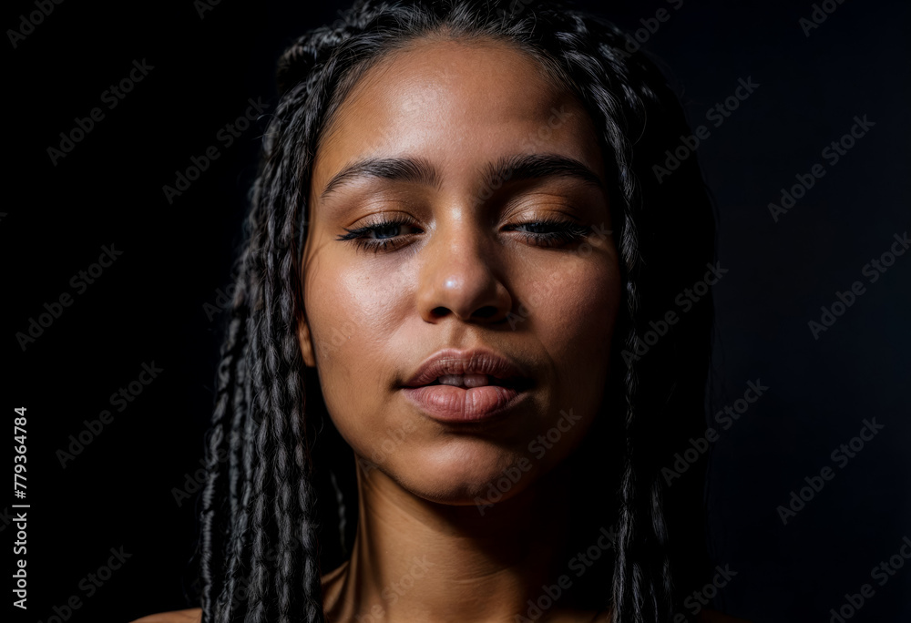 Alternative Young Woman Close-Up on Black