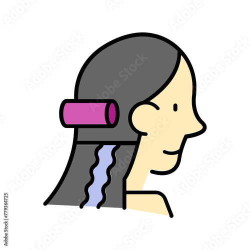 Hair extension icon. fill color icon