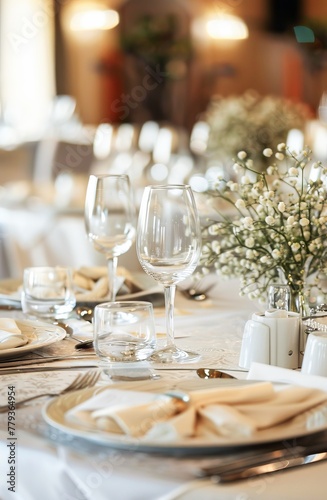 Elegant Table Setting for a Formal Dinner Event in a Luxurious Venue