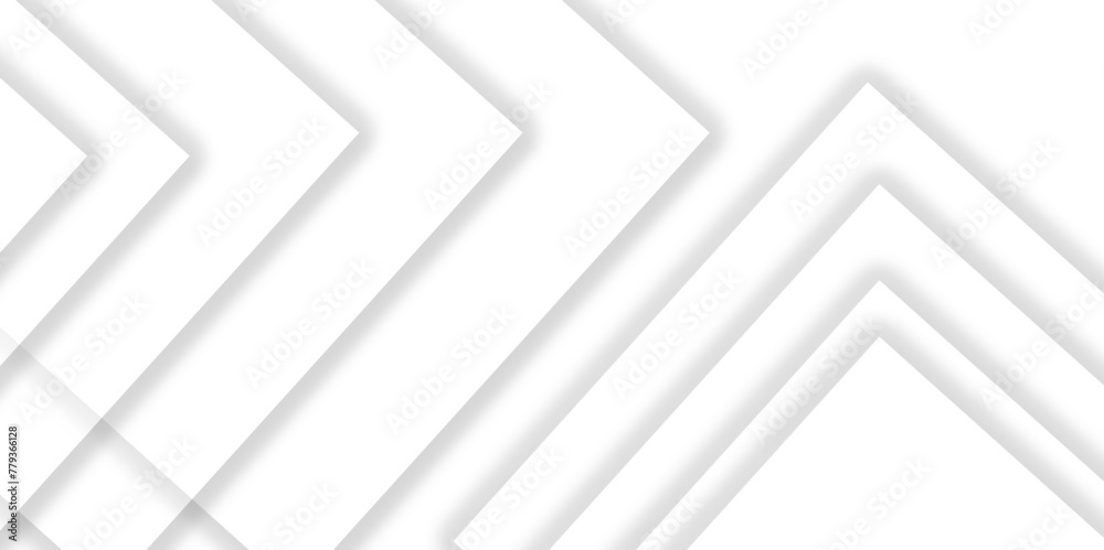 Fototapeta premium Abstract white background design with layers of textured white transparent material in triangle and squares shapes. White color technology concept geometric line vector white light grey background.
