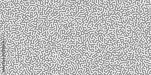 Abstract Turing organic wallpaper with background. Turing reaction diffusion monochrome seamless pattern with chaotic motion. Natural seamless line pattern.