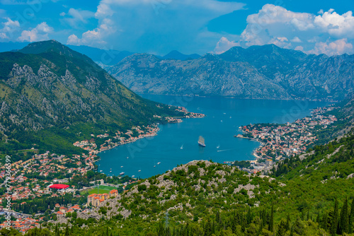 Panorama of Boka Kotorska bay in Montenegro © dudlajzov