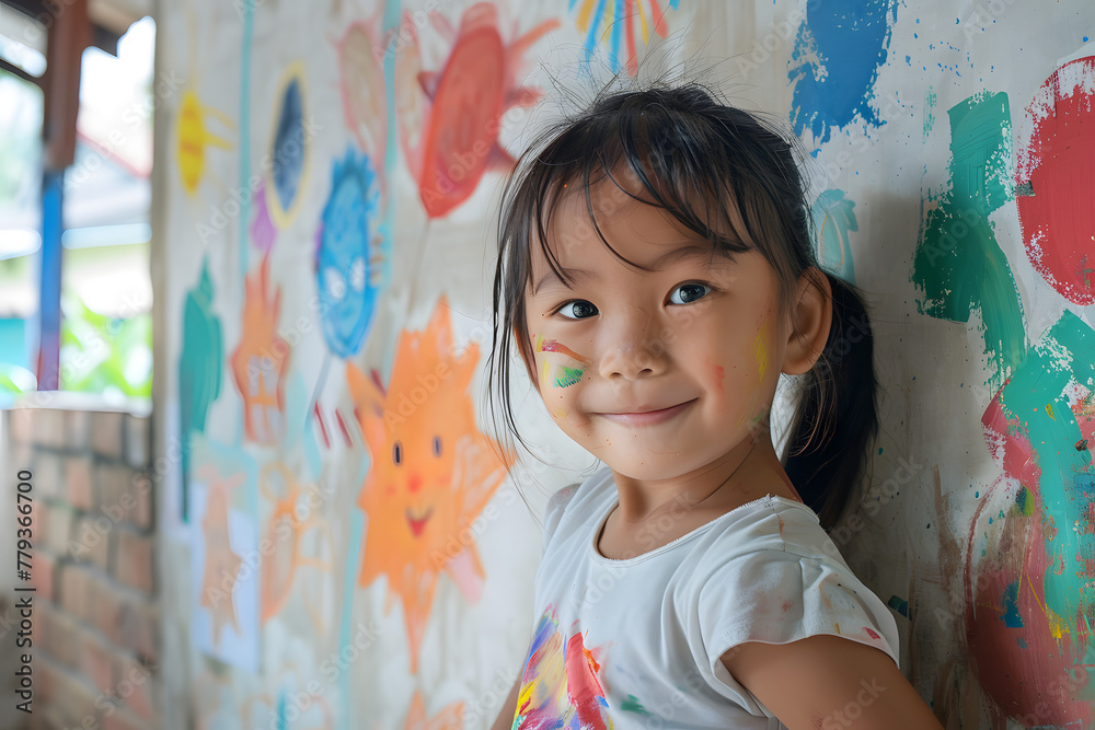 Happy kids painting. Storytelling and drawing workshop for realistic ...