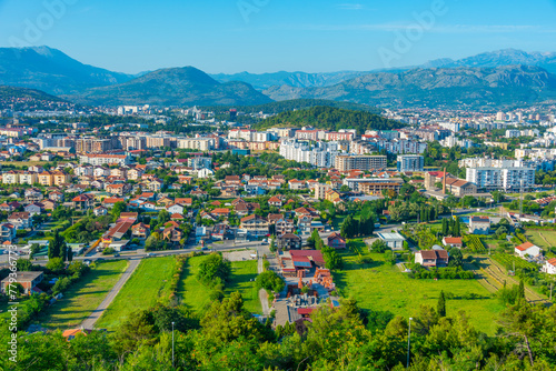Aerial view of downtown Podgorica in Montenegro