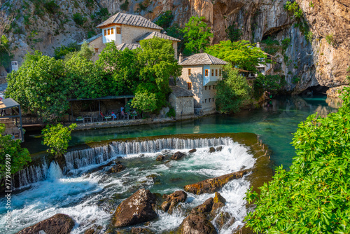 Blagaj Tekke - Historic Sufi monastery built on the cliffs by the water in Bosnia and Herzegovina photo