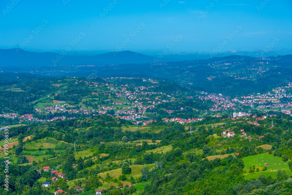 Panorama view of Bosnia countryside near Srebrenik in Bosnia and Herzegovina
