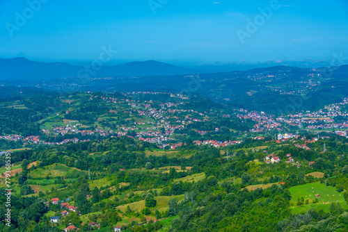Panorama view of Bosnia countryside near Srebrenik in Bosnia and Herzegovina © dudlajzov