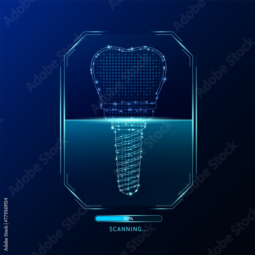 Dental implant scanning radar screen. Medical technology health care. Digital interface system MRI scan analysis of human organ. Science concept. Vector EPS10.