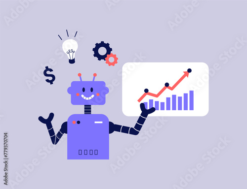 Cartoon AI Robot as Business Assistant