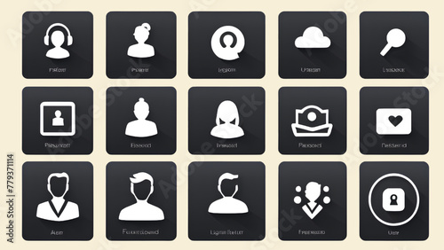User account icon set Containing profile.eps