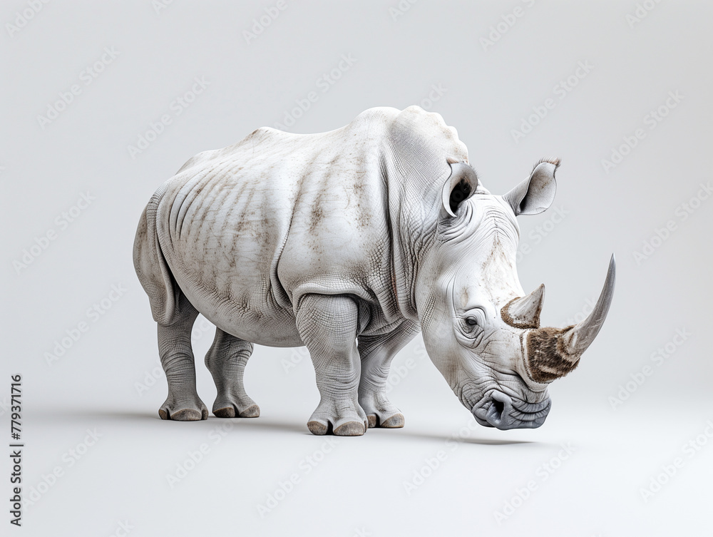 Fototapeta premium A white rhino with a horn on its head