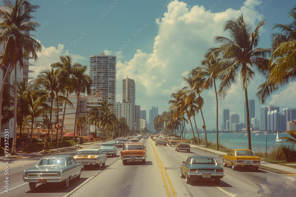 Fototapeta premium 1980s Vintage Miami Florida