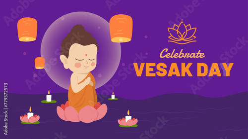 Flat illustration for Vesak festival celebration