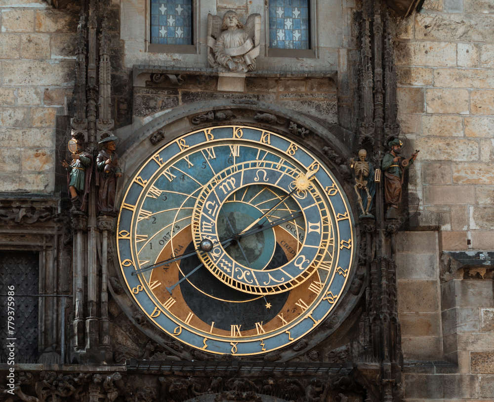 Obraz premium The Prague astronomical clock or Prague Orloj is a medieval astronomical clock attached to the Old Town Hall in Prague, the capital of the Czech Republic